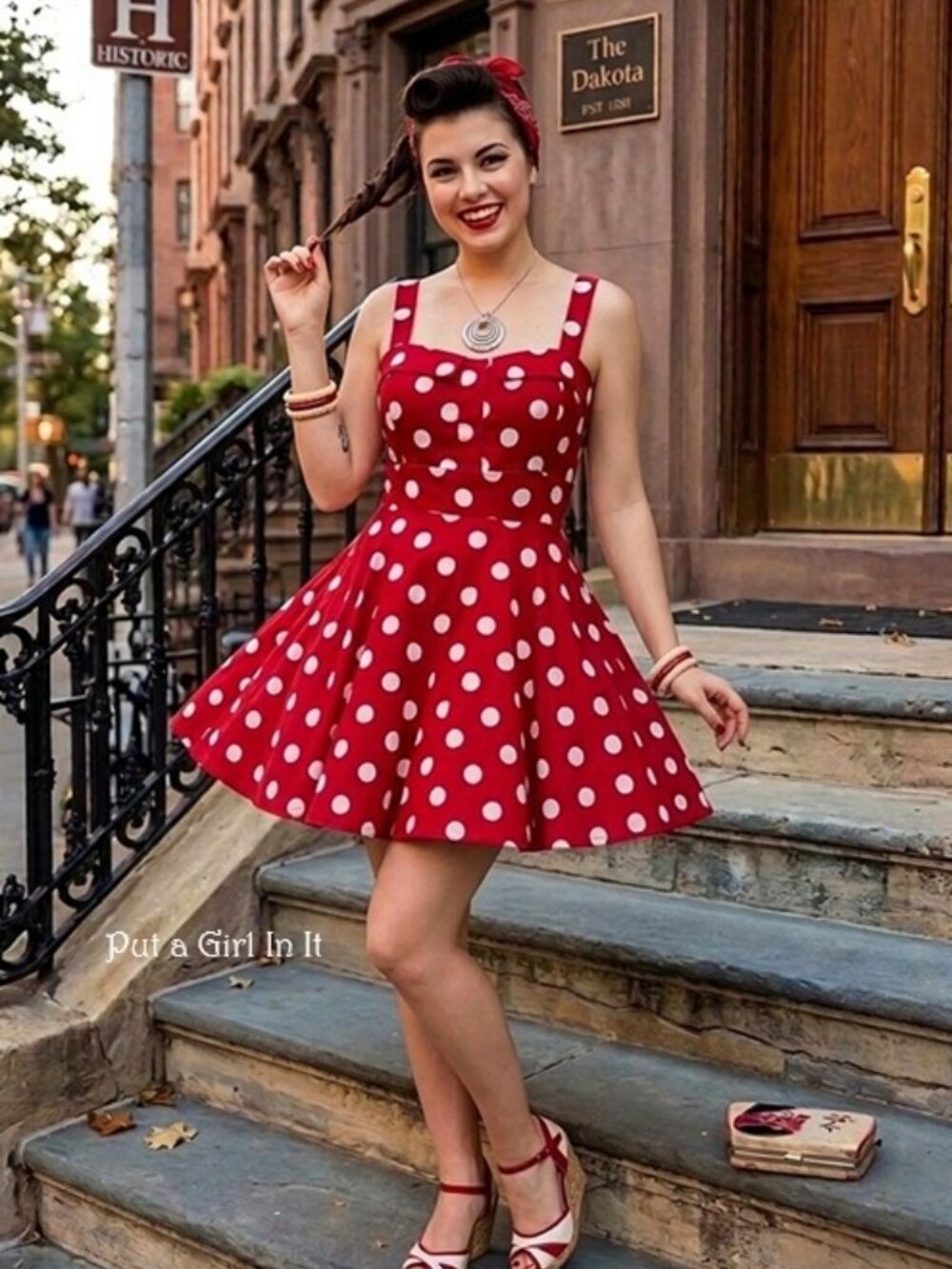 New Retro USA Women's Red Polka Dot Cotton Rockabilly Pinup Dress S Minnie Boho